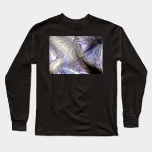 BLUE AND PURPLE FEATHERS WITH GOLD , TROPICAL PALM DECO DESIGN ART POSTER Long Sleeve T-Shirt